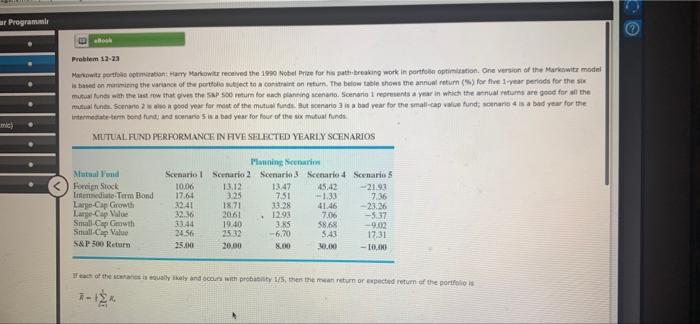  ar Programmi Problem 12-23 Marawita pot option Harry Markowit received the
