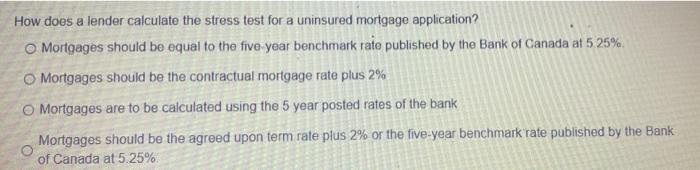  How does a lender calculate the stress test for a uninsured
