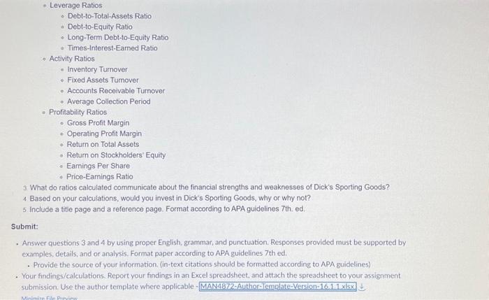 Dick's Sporting Goods. The purpose of this assignment is to identify and