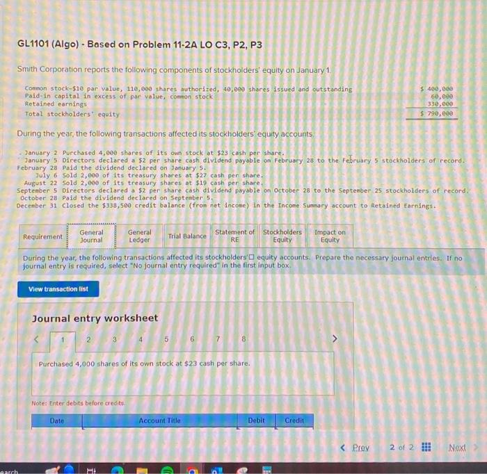  GL1101 (Algo) - Based on Problem 11-2A LO C3, P2, P3