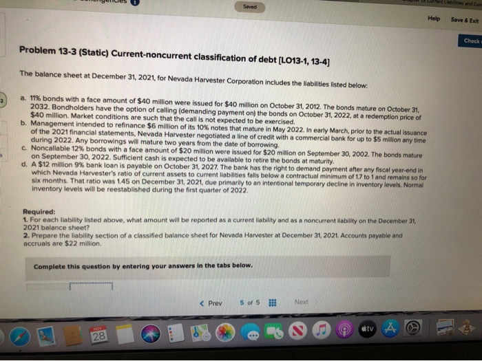  Liabisties and Con Saved Help Save & Exit Check s Problem