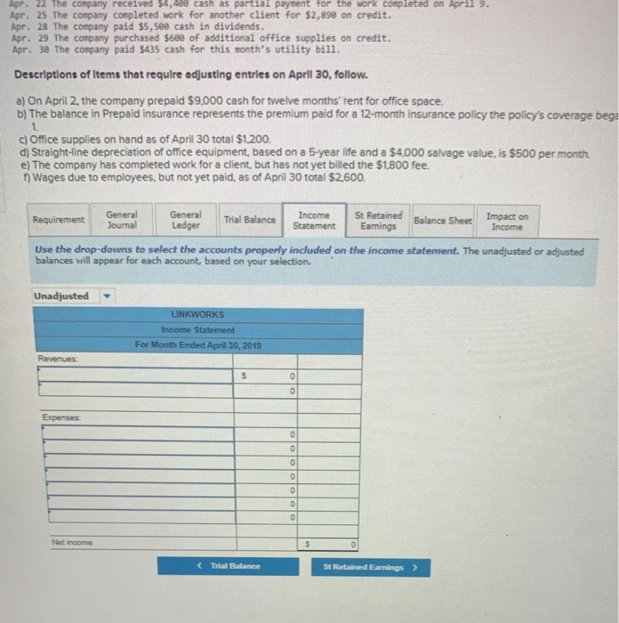 2. The company prepaid $9,000 cash for twelve months' rent for office