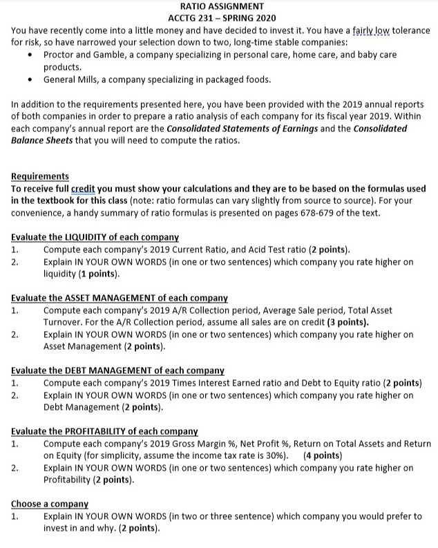  Using data from these two companies: The first one is from