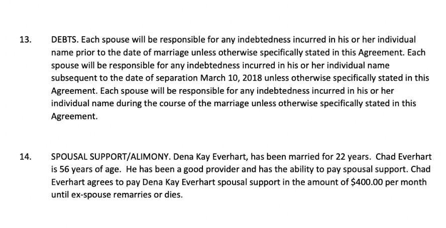 \& Dena's divorce was finalized in 2018 (see exhibits for settlement agreement).