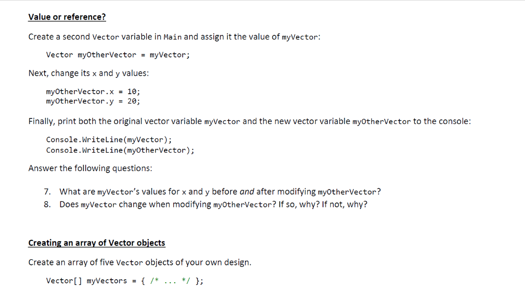 public double x; // The y coordinate of the object. public double