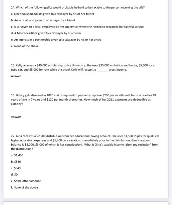 show in 2023 ? Answer 6. Ben is a single taxpayer with