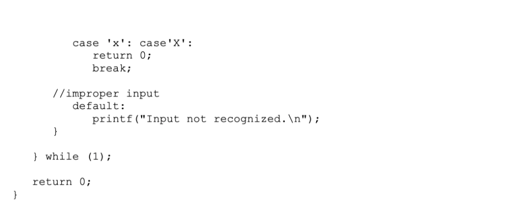 fact; double doublex, doubley, answerd; //prompt user /menu printf (" nOperation printf