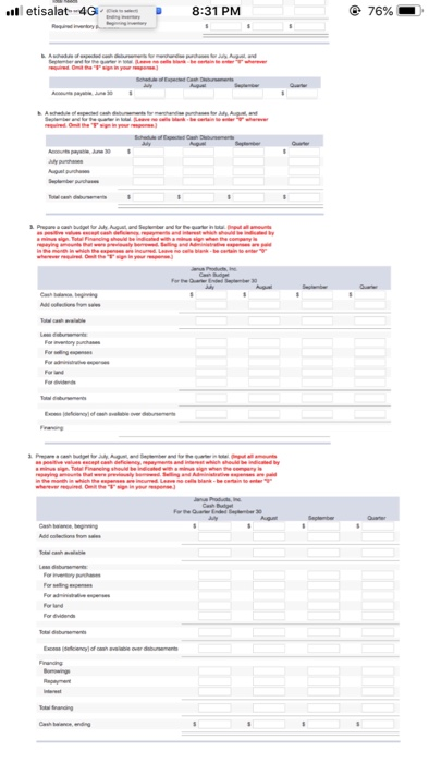 "$" sign in your responso.) Merchandise Purchases Budget August Budgeted cost of
