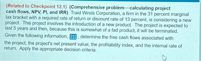  help with this problem (Related to Checkpoint 12.1) (Comprehensive problem-calculating project