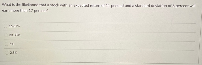  What is the likelihood that a stock with an expected return