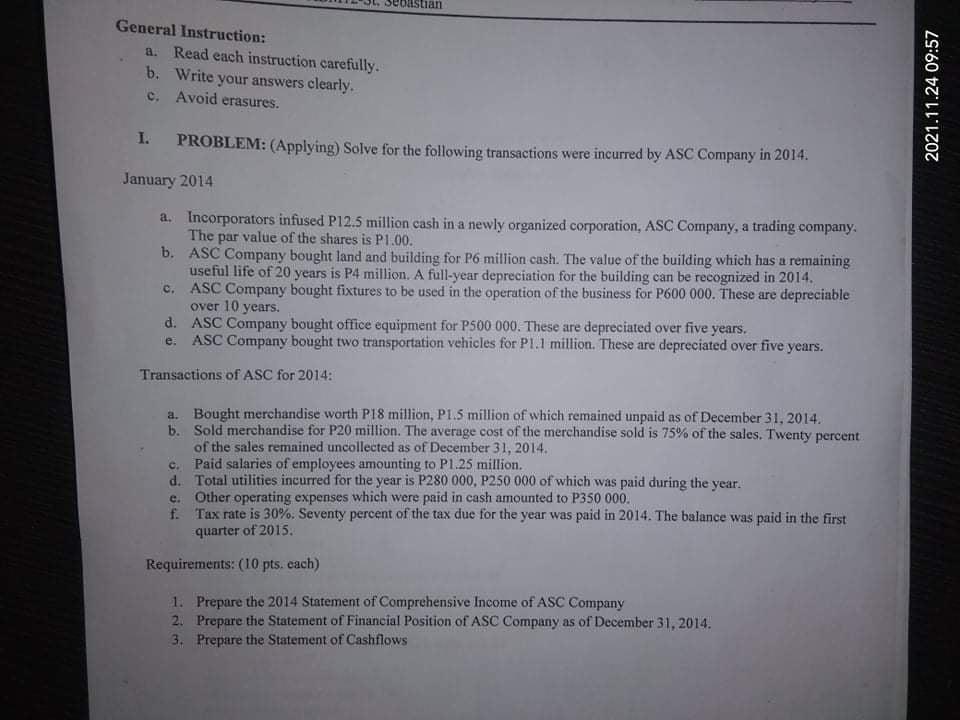  Distian General Instruction: a. Read each instruction carefully. b. Write your