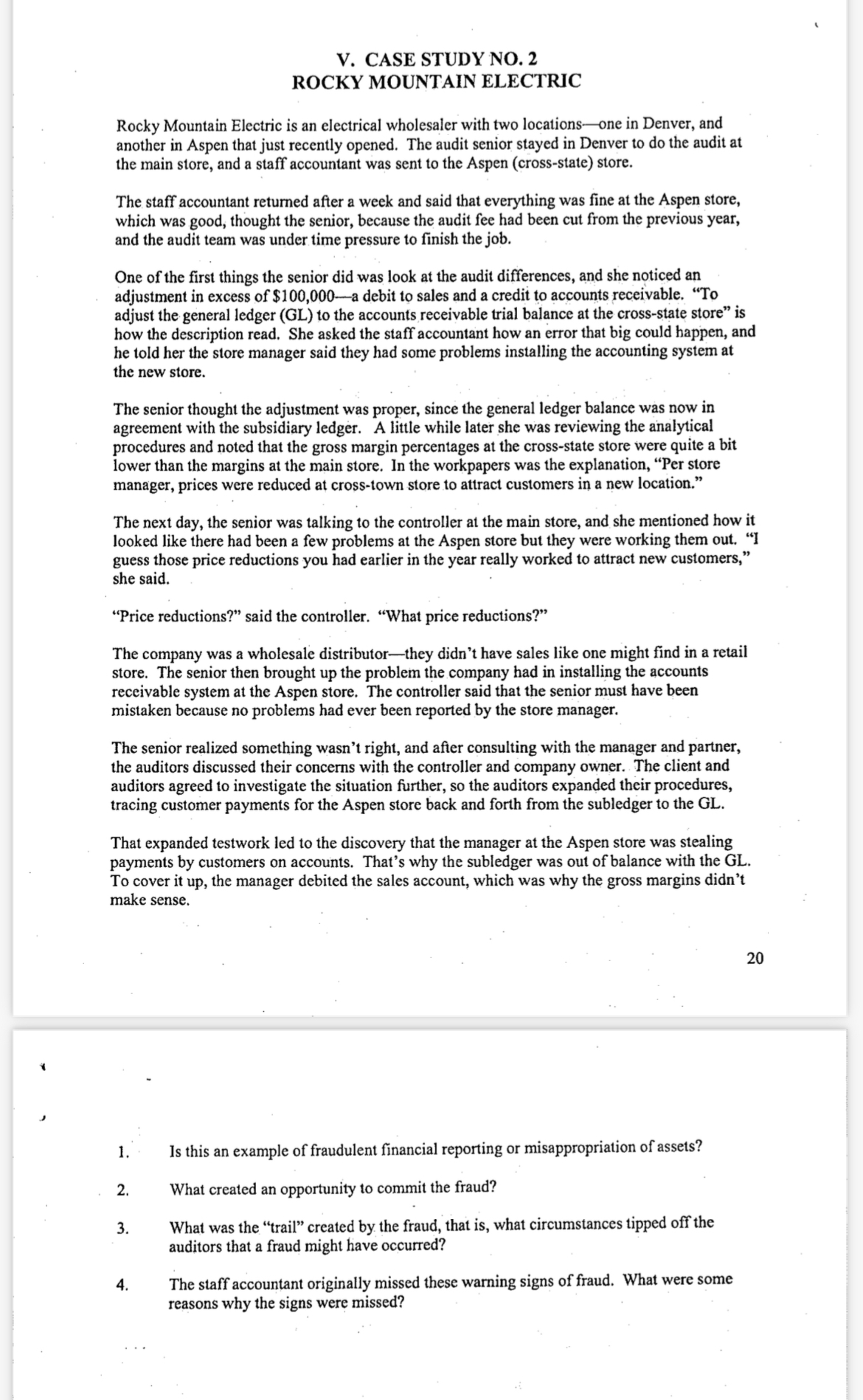  V. CASE STUDY NO.2 ROCKY MOUNTAIN ELECTRIC Rocky Mountain Electric is