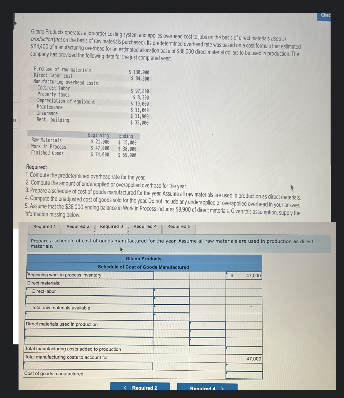 Gitano Products operates a job-order costing system and applies overhead cost to