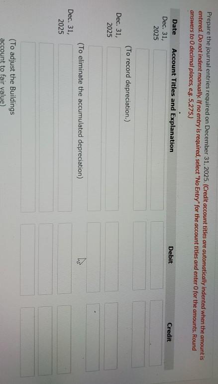 years. On December 31, 2022, the fair value of the building is