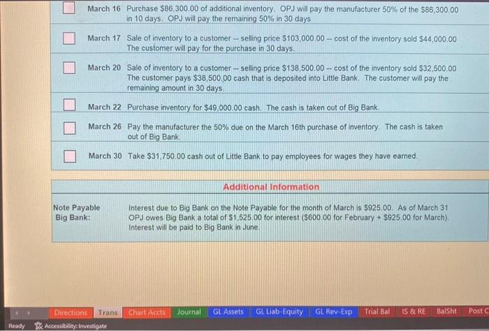 trial balance sheet OverPriced Jeans, Inc. - Transactions - Additional Information March