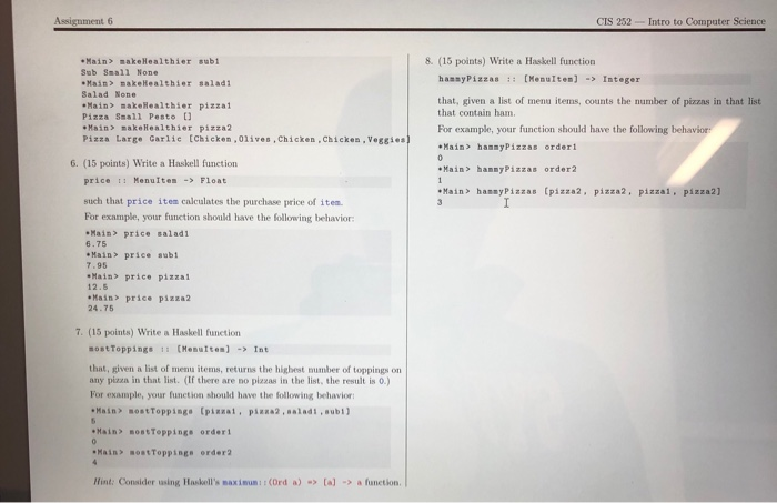  Assignment 6 CIS 252Intro to Computer Science 8. (15 points) Write