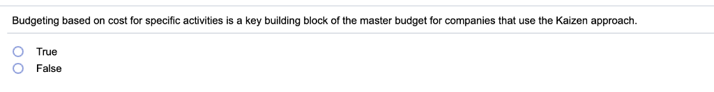 Budgeting based on cost for specific activities is a key building