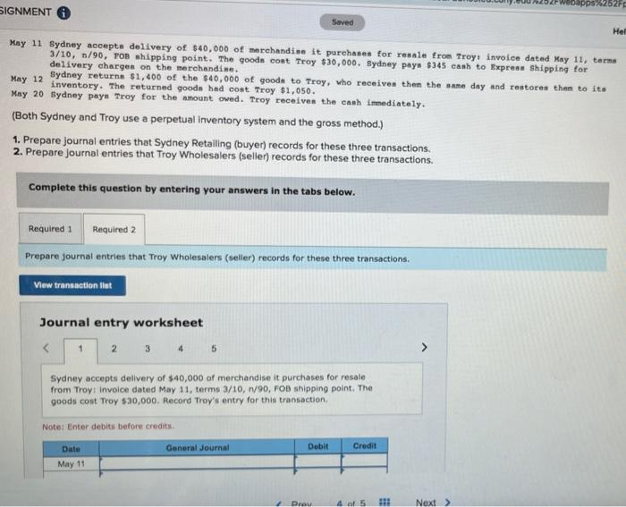 the merchandise. Bydney return $1,400 of the $40,000 of goods to Troy,