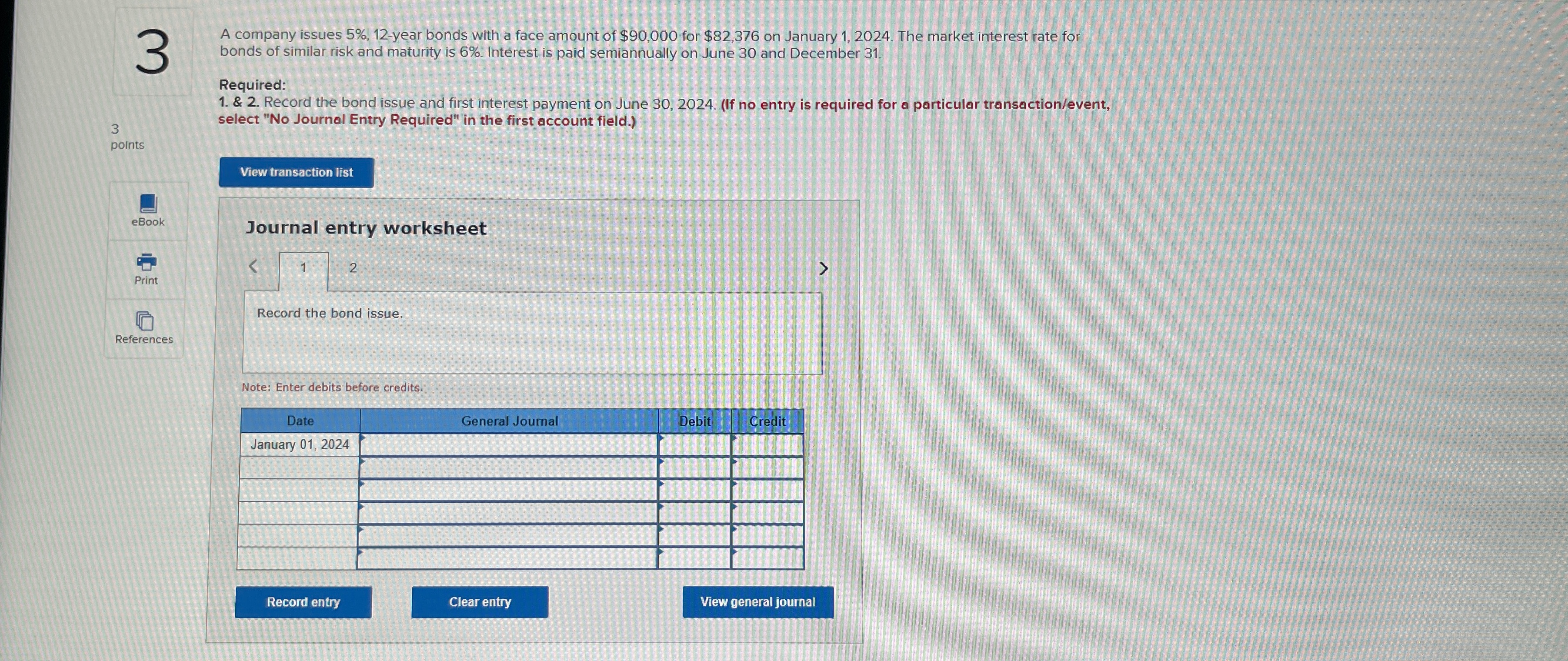  3 A company issues 5%,12-year bonds with a face amount of