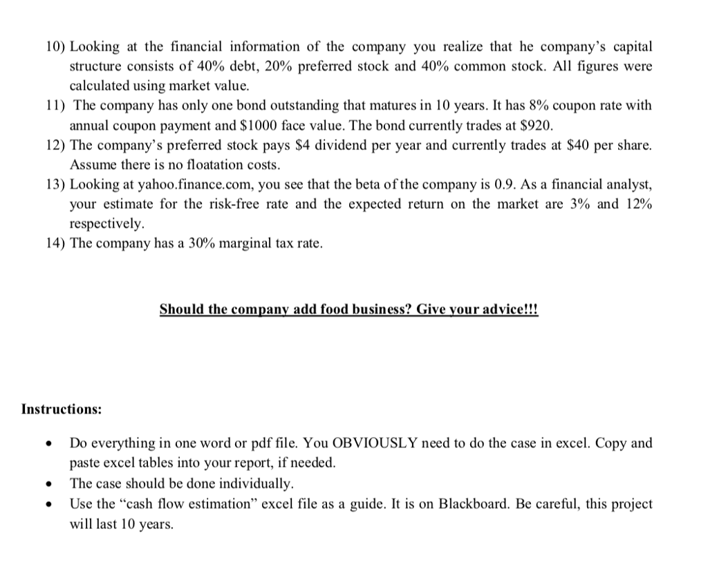 solving this cash flow estimation table Coffee Shop Chain Case A chain