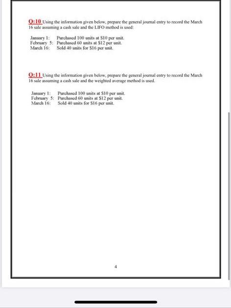  0:10 Using the information given below, prepare the general journal entry