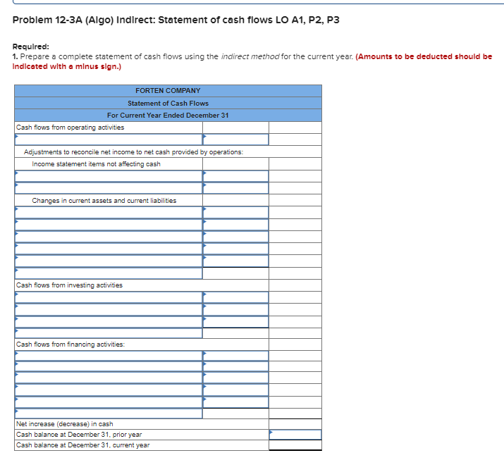 year income statement, comparative balance sheets, and additional information follow. For the