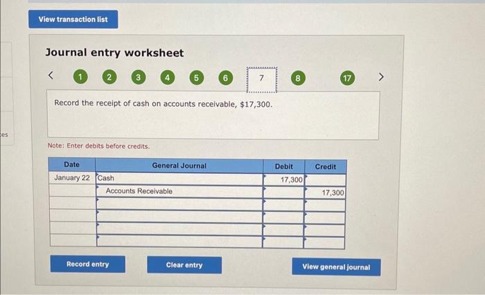 to custoners for cash, $49,80e. January 22 Peceive cash on accounts receivable,