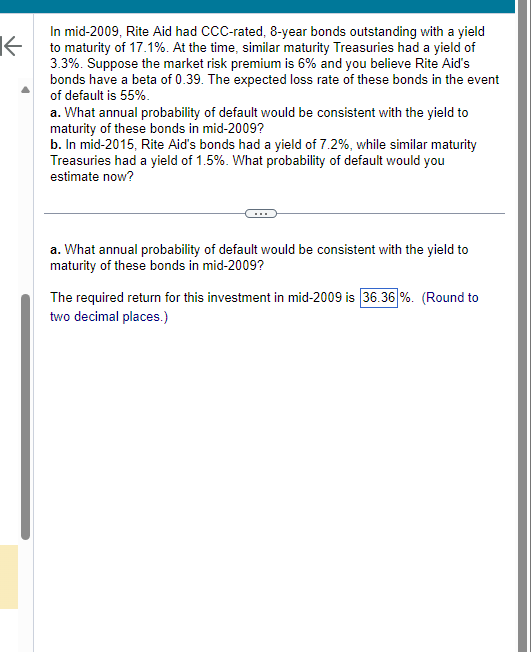  In mid-2009, Rite Aid had CCC-rated, 8-year bonds outstanding with a
