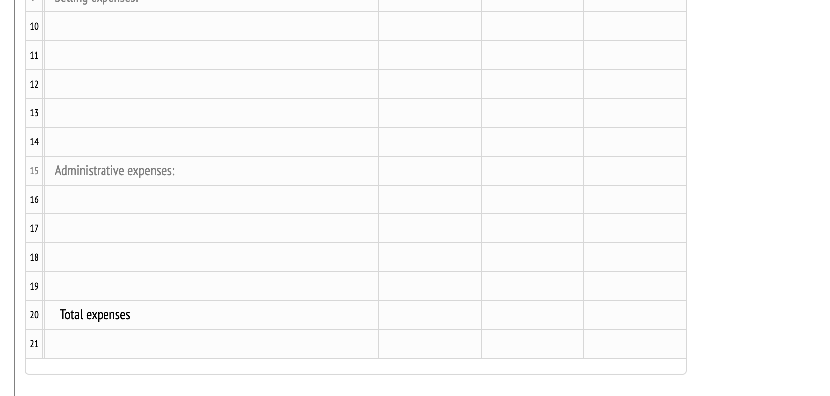 \\ \hline 1 & & EstimatedFixedCost & VariableCost(perunitsold) \\ \hline 2 &