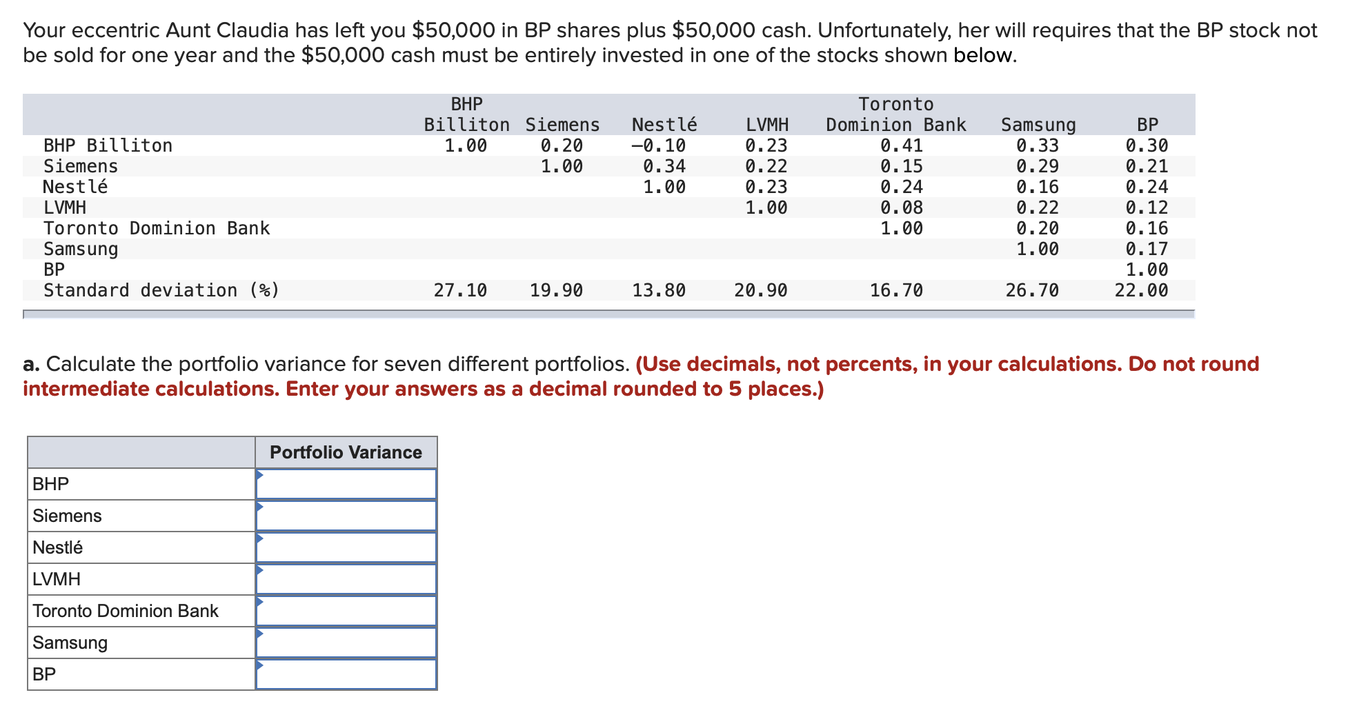  Your eccentric Aunt Claudia has left you $50,000 in BP shares