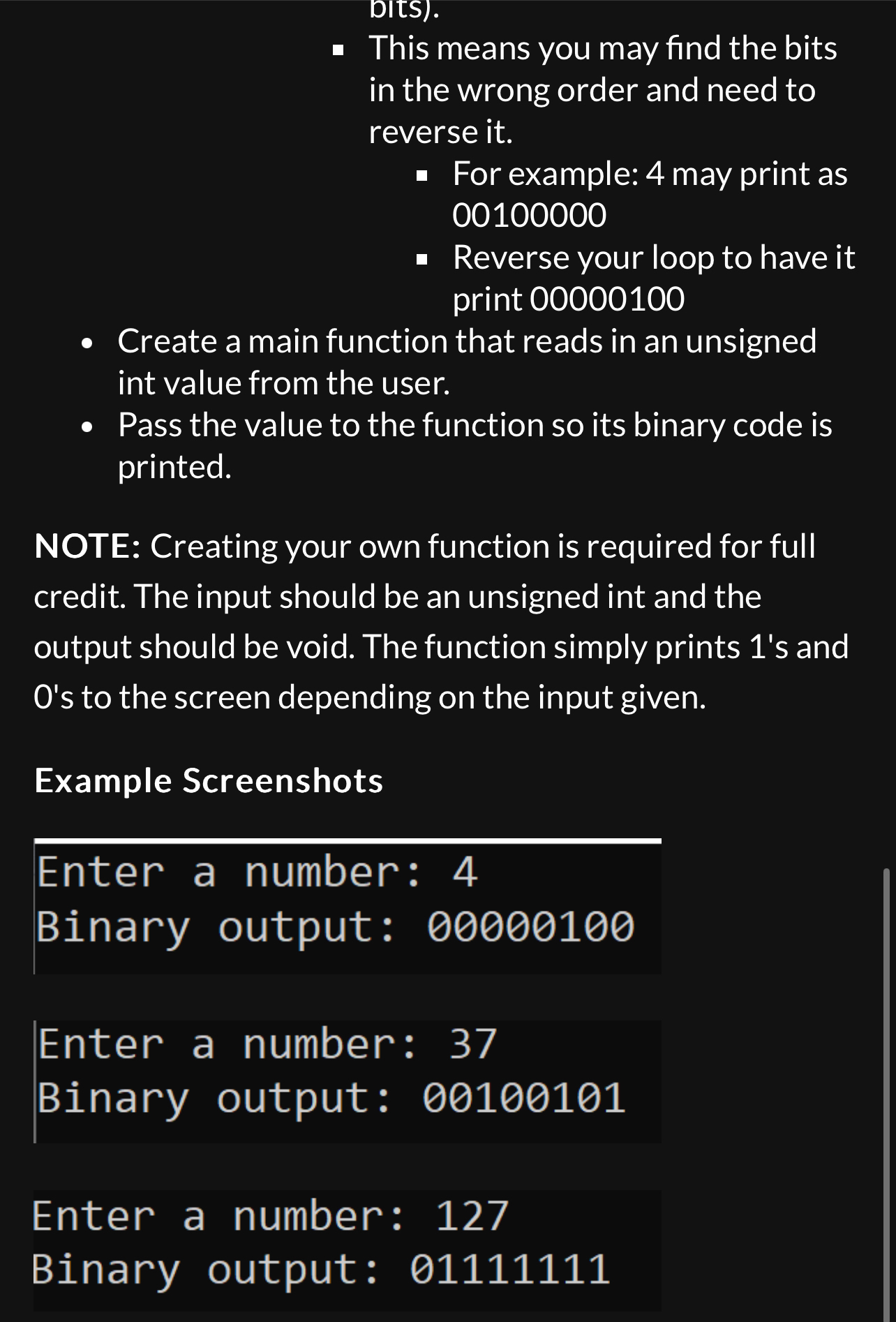  Let's attempt implementing an algorithm we have seen before: decimal to