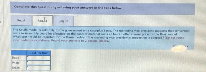 departments, Assembly and Special Packaging. The Basic and Photo models are complete