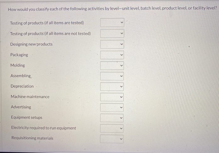 multiple drivers (items that consume resources) rather than just one driver to