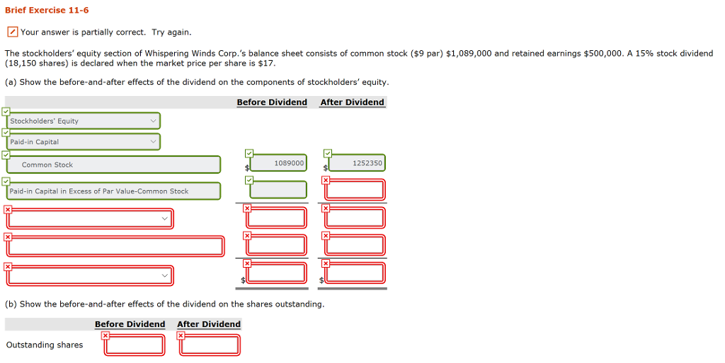  Brief Exercise 11-6 Your answer is partially correct. Try again. $9