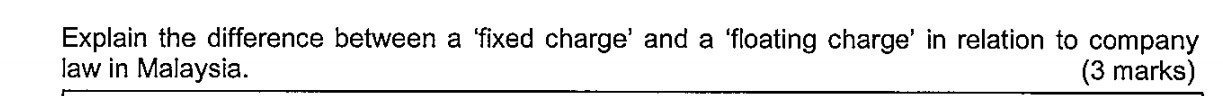 Explain the difference between a fixed charge' and a 'floating charge' in