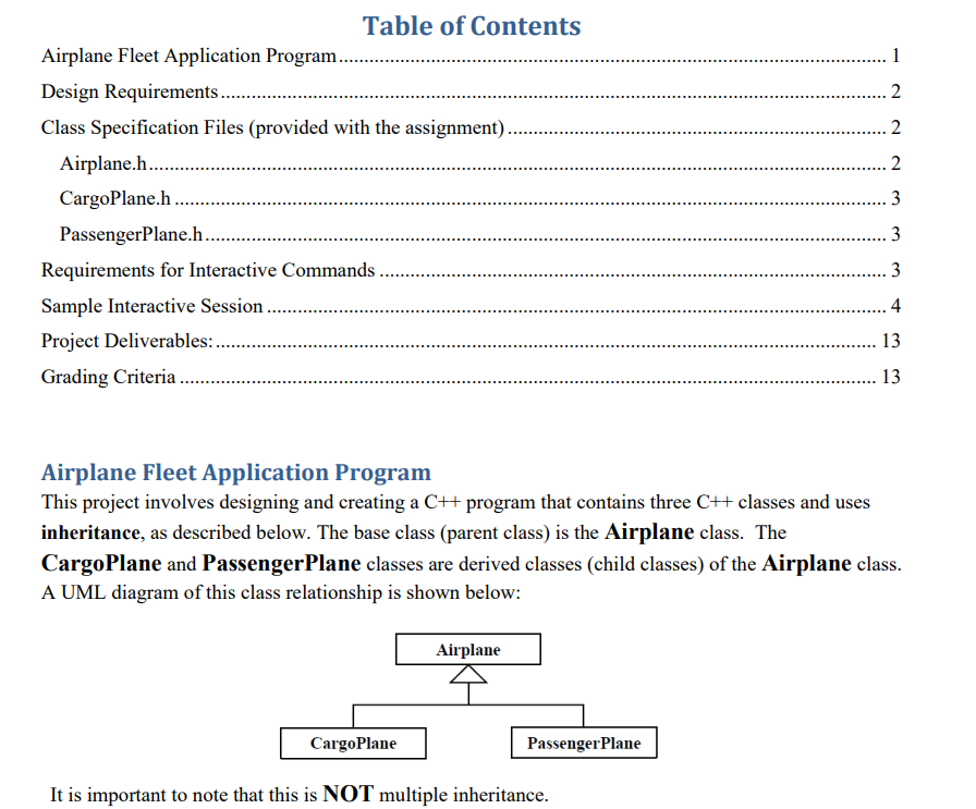 in c++ with working code Airplane Fleet Application Program This project involves
