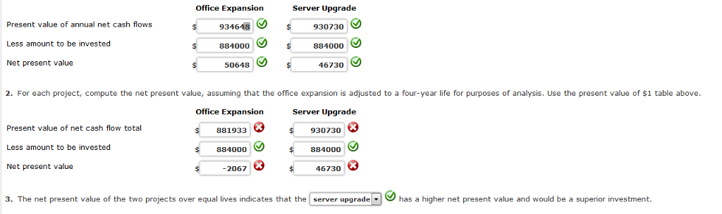 one of two investment options. Option 1 is a $36,000 investment in