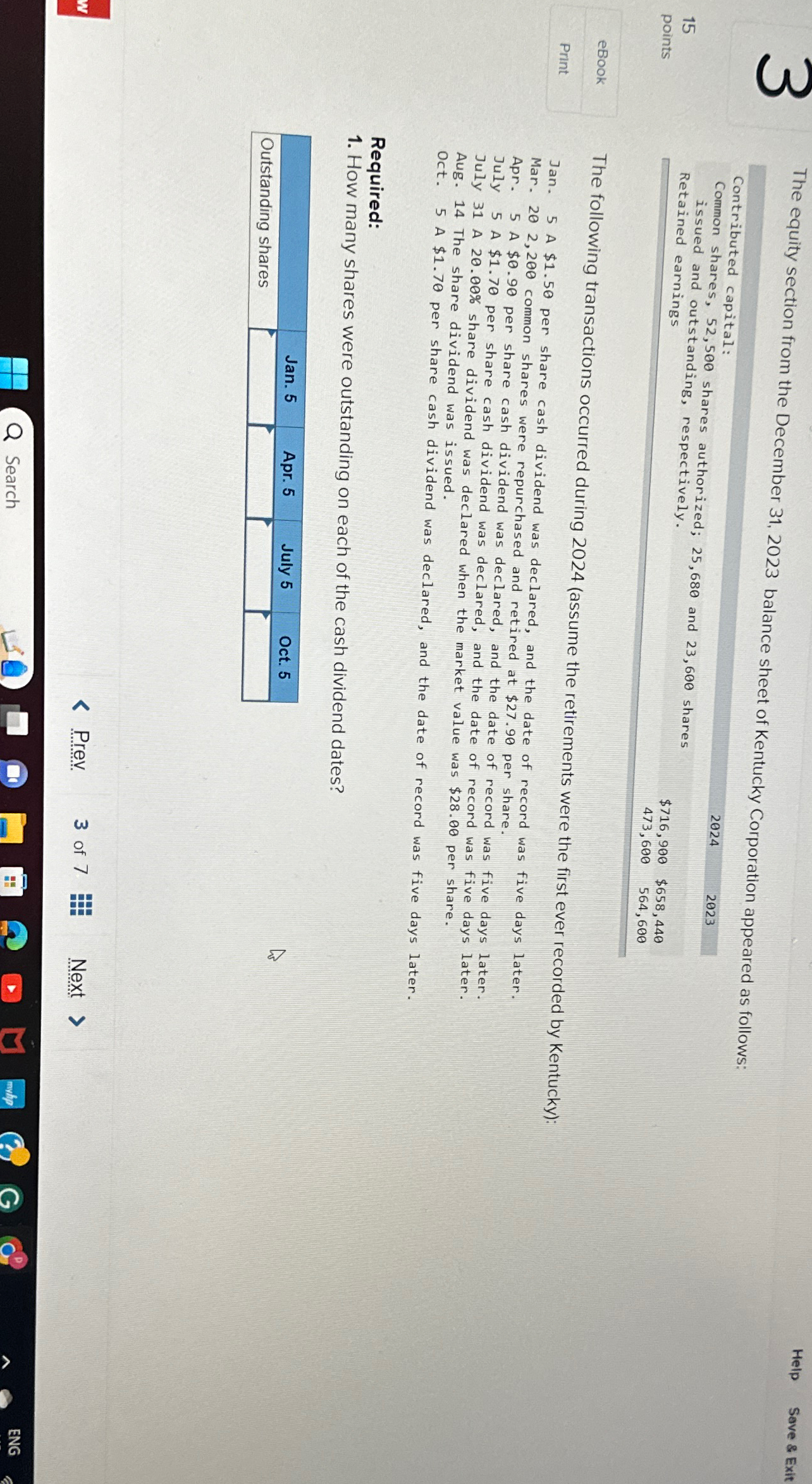  The equity section from the December 31,2023 balance sheet of Kentucky