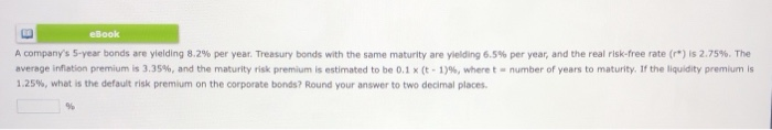  please answer both questions about default risk premium. Thank you eBook