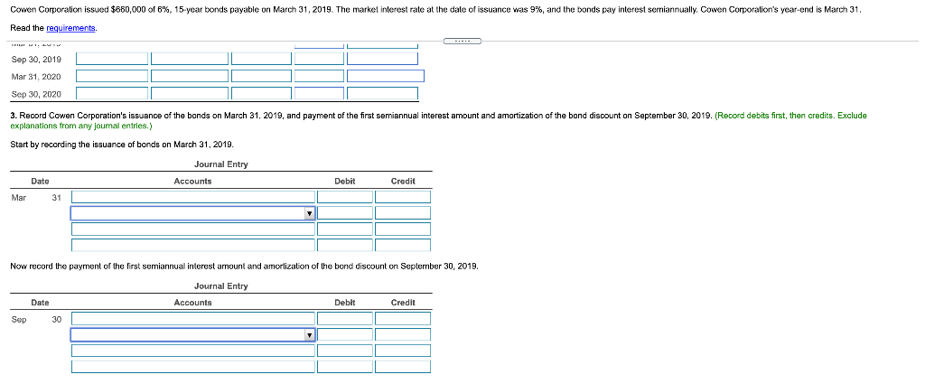 shot of it Cowen Corporation issued $660,000 of 6%, 15-year bonds payable
