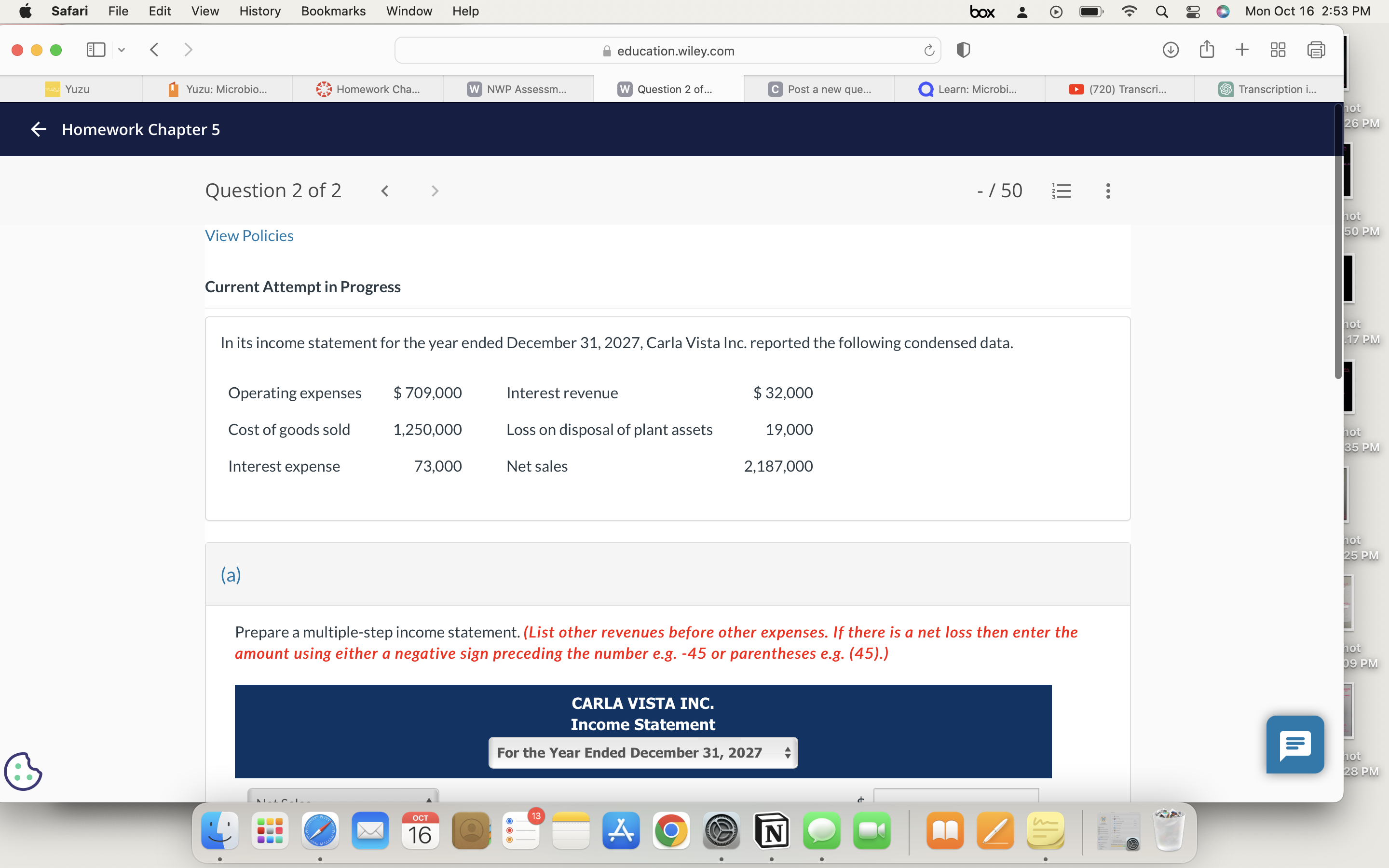  Current Attempt in Progress In its income statement for the year