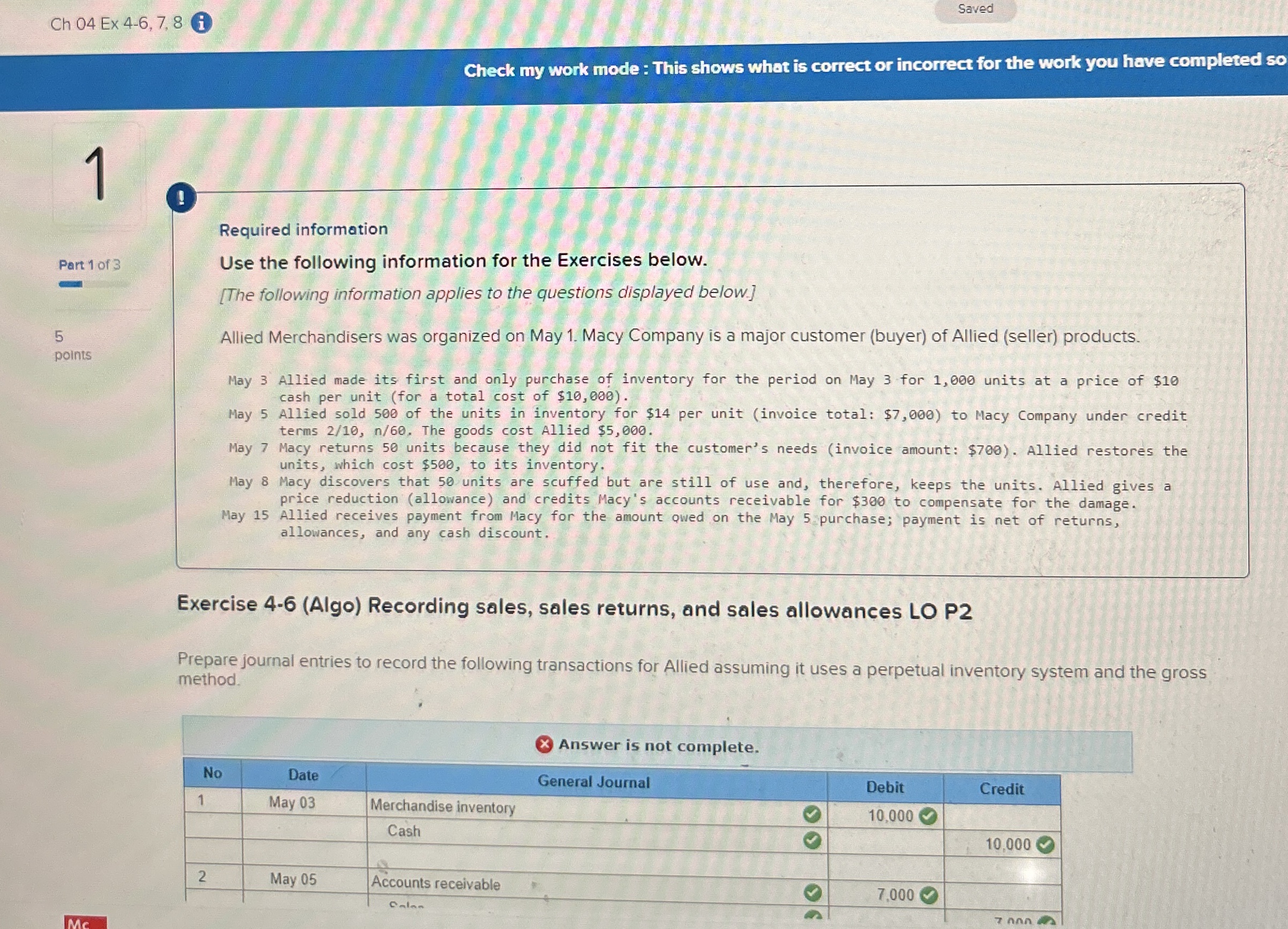  Ch 04 Ex 4-6,7,8 Saved Check my work mode : This