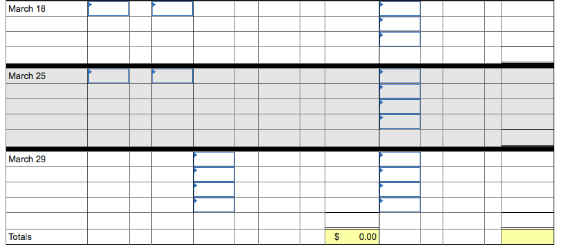 from beginning inventory and 190 units from the March 5 purchase; the
