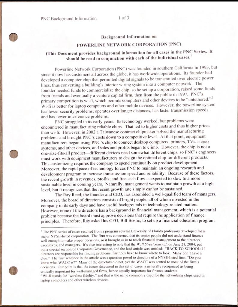 Please read the PNC case from the casebook and pick any three