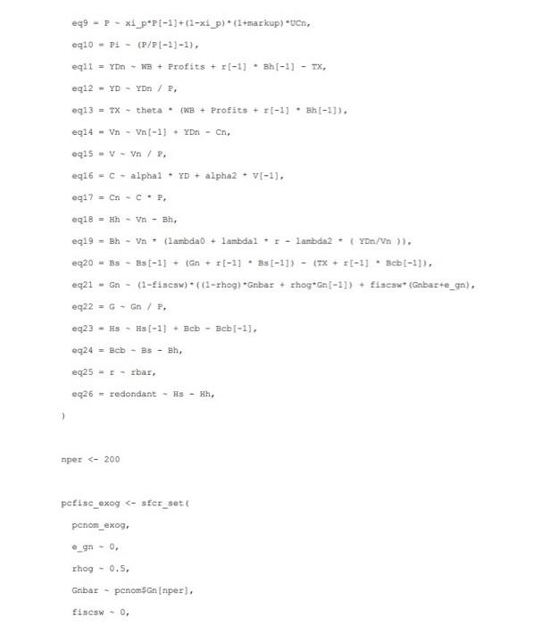 - WB + Profits + r[-1] * Bh[-1] - TX, eq12 =