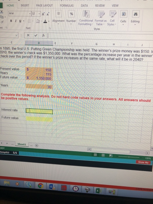  HOME INSERT PAGE LAYOUT FORMULAS DATA REVIEW VIEW 12A A Arial