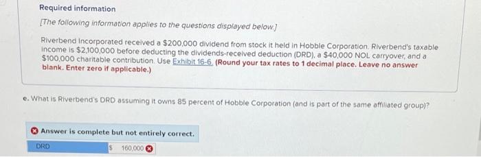 $100,000 charitable contribution Use Exhibit 16-6 (Round your tax rates to 1