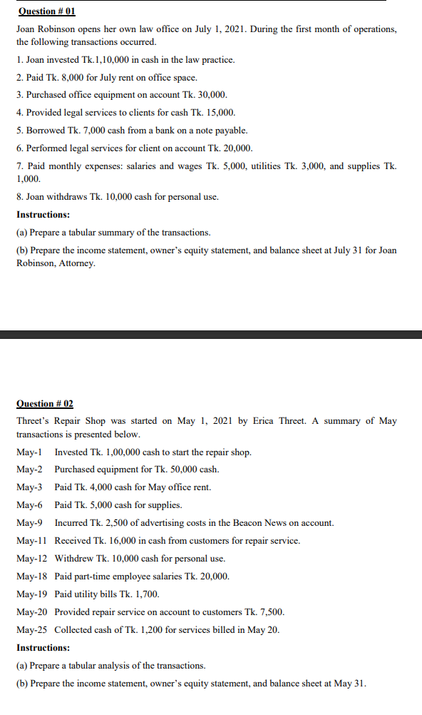 Please write it in paper Question # 01 Joan Robinson opens her