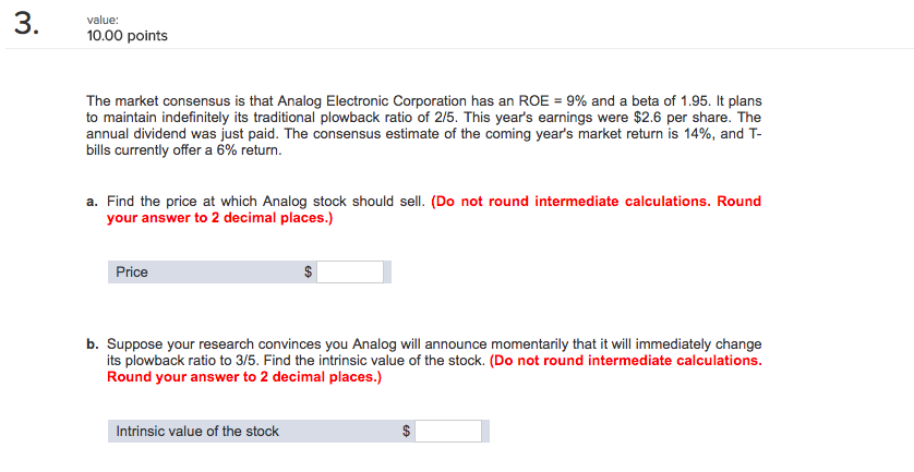 3. 10,00 points value: The market consensus is that Analog Electronic
