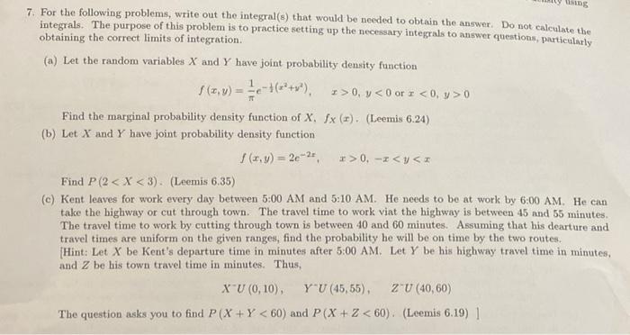  can someone help here please 7. For the following problems, write